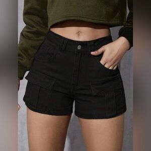 Black Cargo Shorts #1197